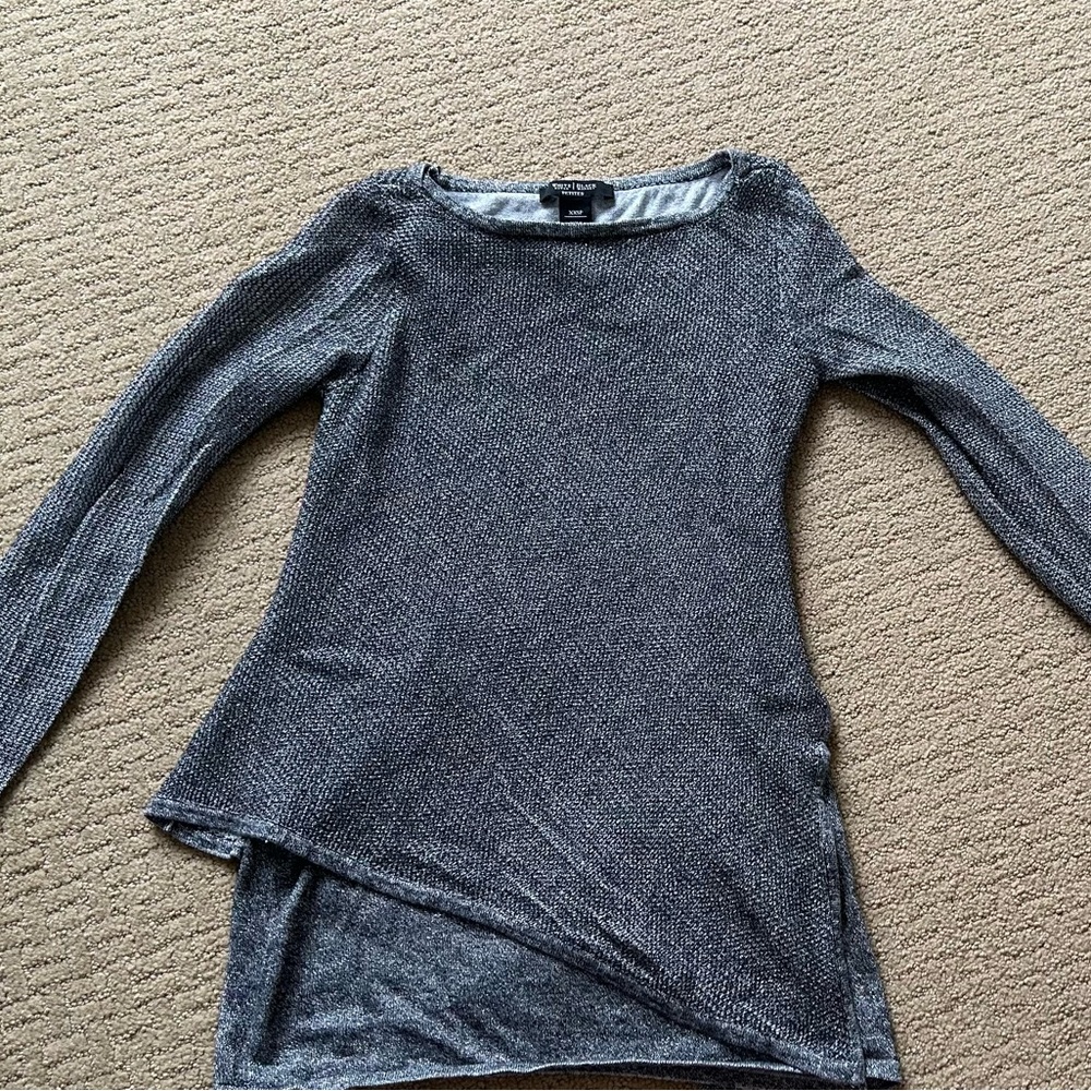 White House Black Market WHBM Heather Gray Long Sleeve Knit Sweater Tunic